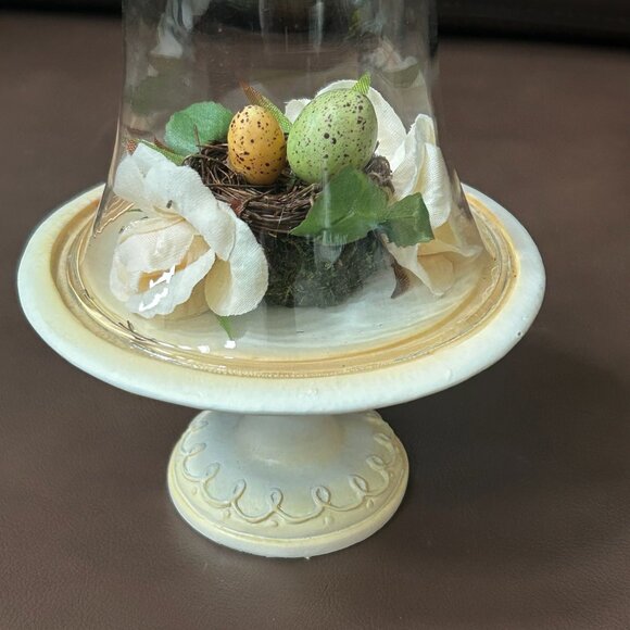 Spring Farmhouse Cottagecore Dome Cloche Birds Nest Decor - Picture 7 of 8